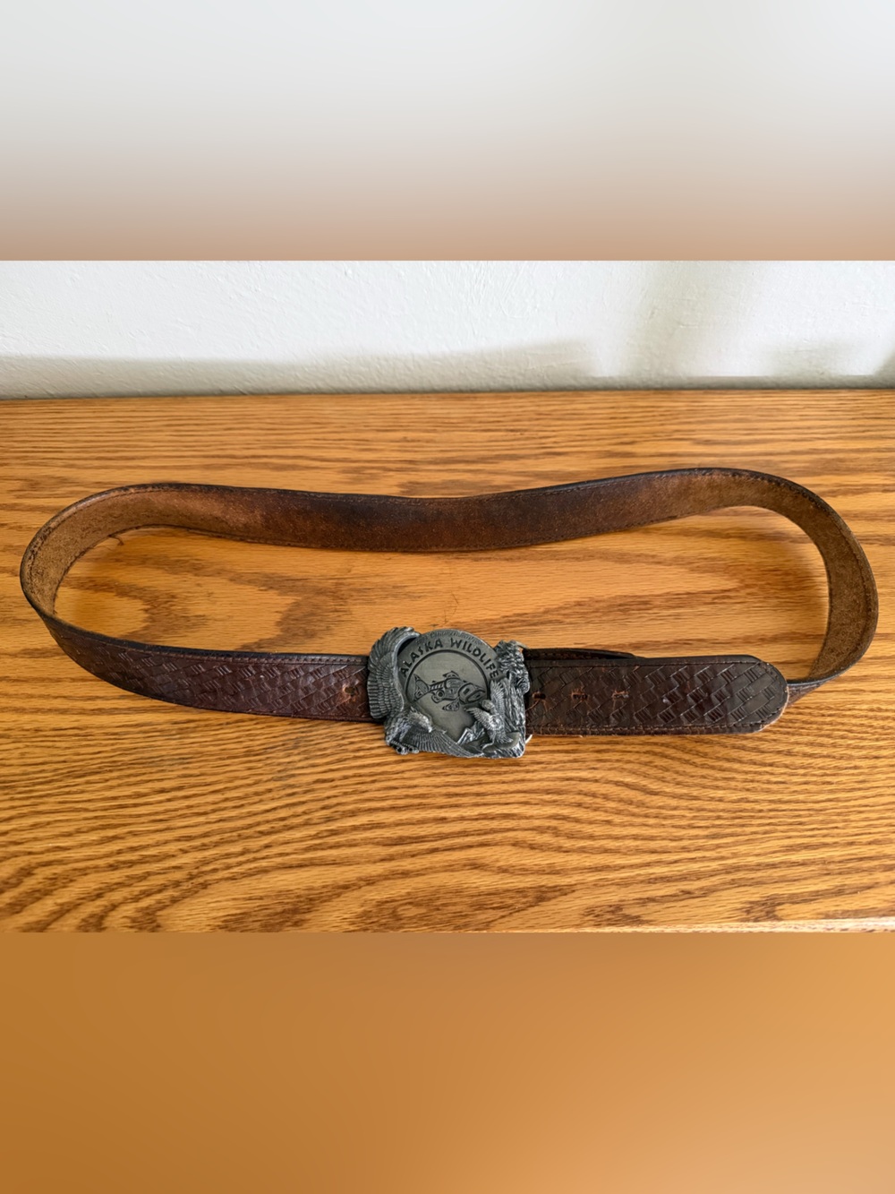 Siskiyou Vintage Brown Leather Belt with Limited Edition Decorative Metal Buckle